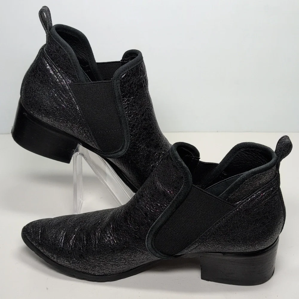 Donald Pliner Darla black glitter ankle boorie boots womans size 6.5